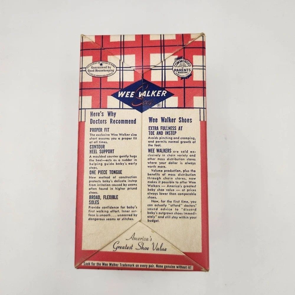 Vintage 1961 Wee Walker White Leather Baby Crib Shoes Style 220-149 Size 1 Boxed